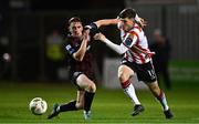 4 October 2024; Colm Whelan of Derry City in action against Cian Byrne of Bohemians during the Sports Direct Men’s FAI Cup semi-final match between Bohemians and Derry City at Dalymount Park in Dublin. Photo by Ben McShane/Sportsfile