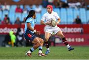 5 October 2024; Mike Lowry of Ulster attempts to get past Stedman Gans of Vodacom Bulls during the United Rugby Championship match between Vodacom Bulls and Ulster at Loftus Versfeld Stadium in Pretoria, South Africa. Photo by Shaun Roy/Sportsfile
