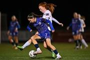 5 October 2024; Aoibhe Brennan of Bohemians in action against Kate Slevin of Athlone Town during the SSE Airtricity Women's Premier Division match between Athlone Town and Bohemians at Athlone Town Stadium in Westmeath. Photo by Sam Barnes/Sportsfile