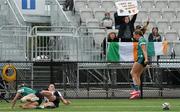 5 October 2024; Stacey Flood, right, celebrates a try by teammate Eimear Considine during the Women's WXV1 Rugby International Pool match between Canada and Ireland at Langley Events Centre in Vancouver, Canada. Photo by Joe Walsh/Sportsfile