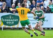 6 October 2024; Sean Harkin of Mohill in action against Wayne McKeon of Ballinamore Sean O'Heslins during the Leitrim County Senior Club Football Championship final match between Ballinamore Sean O'Heslins and Mohill at Ballinamore Sean O'Heslins GAA Club in Leitrim. Photo by Sam Barnes/Sportsfile