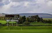6 October 2024; A view of the scoreboard after the Leitrim County Senior Club Football Championship final match between Ballinamore Sean O'Heslins and Mohill at Ballinamore Sean O'Heslins GAA Club in Leitrim. Photo by Sam Barnes/Sportsfile