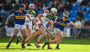6 October 2024; Cormac Hogan of Clough-Ballycolla in action against Scott Pearson of Rathdowney-Errill during the Laois County Senior Club Hurling Championship final match between Clough-Ballycolla and Rathdowney-Errill at Laois Hire O'Moore Park in Portlaoise, Laois. Photo by Brendan Moran/Sportsfile