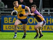 6 October 2024; Conor McHugh of Na Fianna in action against Michael Mullin of Kilmacud Crokes during the Dublin County Senior Club Football Championship semi-final match between Kilmacud Crokes and Na Fianna at Parnell Park in Dublin. Photo by Stephen Marken/Sportsfile
