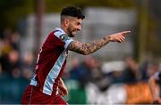6 October 2024; Adam Foley of Drogheda United celebrates after scoring his side's third goal during the Sports Direct Men’s FAI Cup semi-final match between Drogheda United and Wexford at Weavers Park in Drogheda, Louth. Photo by Ben McShane/Sportsfile