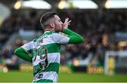 6 October 2024; Jack Byrne of Shamrock Rovers celebrates after scoring his side's first goal during the SSE Airtricity Men's Premier Division match between Shamrock Rovers and Shelbourne at Tallaght Stadium in Dublin. Photo by Seb Daly/Sportsfile