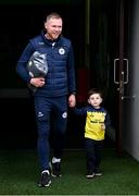 6 October 2024; Shelbourne's Aiden O'Brien with his son Mariano, age two, before the SSE Airtricity Men's Premier Division match between Shamrock Rovers and Shelbourne at Tallaght Stadium in Dublin. Photo by Seb Daly/Sportsfile