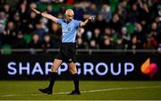 6 October 2024; Referee Neil Doyle during the SSE Airtricity Men's Premier Division match between Shamrock Rovers and Shelbourne at Tallaght Stadium in Dublin. Photo by Seb Daly/Sportsfile