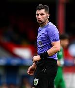 6 October 2024; Referee Eric Eaton during the EA SPORTS MU17 LOI Mark Farren Cup match between Shelbourne and Kerry FC at Tolka Park in Dublin. Photo by Tyler Miller/Sportsfile