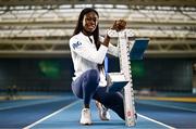 7 October 2024; Irish Olympic athlete and P&G Ambassador Rhasidat Adeleke poses for a portrait at the National Indoor Arena on the Sport Ireland Campus in Dublin. Rhasidat hosted an intimate training session today giving guests an insight into what her day-to-day training involves. Photo by Sam Barnes/Sportsfile