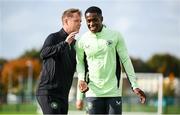 7 October 2024; Aidomo Emakhu during a Republic of Ireland Under 21 training session at the FAI National Training Centre in Dublin. Photo by Ramsey Cardy/Sportsfile