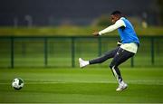 7 October 2024; Aidomo Emakhu during a Republic of Ireland Under 21 training session at the FAI National Training Centre in Dublin. Photo by Ramsey Cardy/Sportsfile