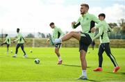 7 October 2024; Sam Curtis during a Republic of Ireland Under 21 training session at the FAI National Training Centre in Dublin. Photo by Ramsey Cardy/Sportsfile