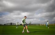 7 October 2024; Connor O’Brien during a Republic of Ireland Under 21 training session at the FAI National Training Centre in Dublin. Photo by Ramsey Cardy/Sportsfile