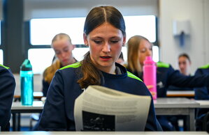 7 October 2024; Grace Keaveney during the FAI/ Fingal Girls' TY Course at TUD in Blanchardstown, Dublin. Photo by Shauna Clinton/Sportsfile