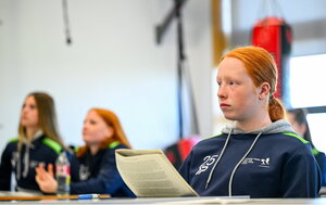 7 October 2024; Sadhbh Hartley during the FAI/ Fingal Girls' TY Course at TUD in Blanchardstown, Dublin. Photo by Shauna Clinton/Sportsfile