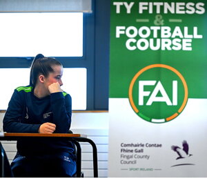 7 October 2024; Ellie Ivers during the FAI/ Fingal Girls' TY Course at TUD in Blanchardstown, Dublin. Photo by Shauna Clinton/Sportsfile