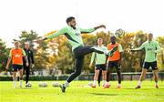 7 October 2024; Andrew Omobamidele during a Republic of Ireland training session at the FAI National Training Centre in Abbotstown, Dublin. Photo by Stephen McCarthy/Sportsfile