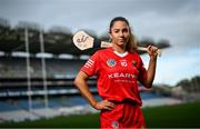 7 October 2024; Building on over a decade of support for the GAA, eir, Ireland’s largest telecommunications provider, has been announced as the official telco partner of the Camogie Association and new title sponsor of the U16 All-Ireland Camogie Championships for the next three years. Pictured at the launch in Croke Park is Cork Senior Camogie player Saoirse McCarthy. This partnership marks another significant milestone in eir’s long-standing commitment to Irish sport, while strengthening its connections with local communities across the island of Ireland. For more information about the partnership visit eir.ie Photo by David Fitzgerald/Sportsfile