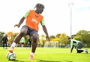 7 October 2024; Festy Ebosele during a Republic of Ireland training session at the FAI National Training Centre in Abbotstown, Dublin. Photo by Stephen McCarthy/Sportsfile