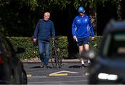 7 October 2024; Head coach Leo Cullen speaking with UCD lecturer Paul Rouse on the way to Leinster rugby squad training session at UCD in Dublin. Photo by Piaras Ó Mídheach/Sportsfile