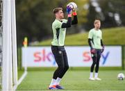 7 October 2024; Goalkeeper Mark Travers during a Republic of Ireland training session at the FAI National Training Centre in Abbotstown, Dublin. Photo by Stephen McCarthy/Sportsfile