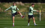 7 October 2024; Jack Taylor and Dara O'Shea, right, during a Republic of Ireland training session at the FAI National Training Centre in Abbotstown, Dublin. Photo by Stephen McCarthy/Sportsfile