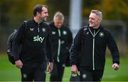 8 October 2024; Assistant head coach John O'Shea, left, and goalkeeping coach Gudmundur Hreidarsson during a Republic of Ireland training session at the FAI National Training Centre in Abbotstown, Dublin. Photo by Stephen McCarthy/Sportsfile
