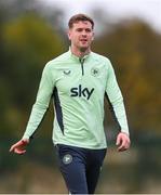 8 October 2024; Nathan Collins during a Republic of Ireland training session at the FAI National Training Centre in Abbotstown, Dublin. Photo by Stephen McCarthy/Sportsfile