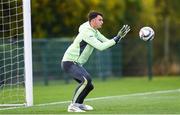 8 October 2024; Goalkeeper Max O'Leary during a Republic of Ireland training session at the FAI National Training Centre in Abbotstown, Dublin. Photo by Stephen McCarthy/Sportsfile