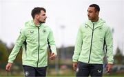 8 October 2024; Jayson Molumby, left, and Adam Idah during a Republic of Ireland training session at the FAI National Training Centre in Abbotstown, Dublin. Photo by Stephen McCarthy/Sportsfile