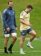 8 October 2024; Tom Farrell, right, and Tadhg Beirne during Munster rugby squad training at University of Limerick in Limerick. Photo by Brendan Moran/Sportsfile