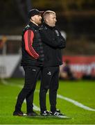 4 October 2024; Bohemians assistant manager Stephen O'Donnell, left, and manager Alan Reynolds during the Sports Direct Men’s FAI Cup semi-final match between Bohemians and Derry City at Dalymount Park in Dublin. Photo by Stephen McCarthy/Sportsfile