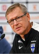 9 October 2024; Head coach Markku Kanerva during a Finland press conference at the Helsinki Olympic Stadium in Helsinki, Finland. Photo by Stephen McCarthy/Sportsfile