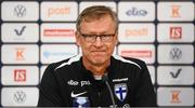 9 October 2024; Head coach Markku Kanerva during a Finland press conference at the Helsinki Olympic Stadium in Helsinki, Finland. Photo by Stephen McCarthy/Sportsfile