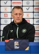 9 October 2024; Head coach Heimir Hallgrimsson during a Republic of Ireland press conference at the Helsinki Olympic Stadium in Helsinki, Finland. Photo by Stephen McCarthy/Sportsfile
