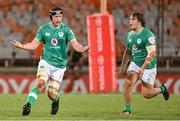 9 October 2024; Darragh Murray, left, and Alex Usanov of Ireland react during the Toyota Challenge Match between Toyota Cheetahs and Emerging Ireland at Toyota Stadium in Bloemfontein, South Africa. Photo by Johan Pretorius/Sportsfile