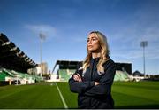 10 October 2024; Shamrock Rovers and Republic of Ireland international Stephanie Zambra poses for a portrait at Tallaght Stadium in Dublin after announcing her decision to retire from football after her final game for Shamrock Rovers this weekend. Photo by David Fitzgerald/Sportsfile
