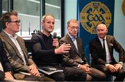 10 October 2024; GAA Football Review Committee member Michael Murphy, second left, speaking during a briefing of the GAA Football Review Committee at Croke Park in Dublin. Photo by Seb Daly/Sportsfile