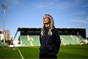 10 October 2024; Shamrock Rovers and Republic of Ireland international Stephanie Zambra poses for a portrait at Tallaght Stadium in Dublin after announcing her decision to retire from football after her final game for Shamrock Rovers this weekend. Photo by David Fitzgerald/Sportsfile