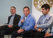 10 October 2024; GAA Football Review Committee member Colm Collins, centre, speaking during a briefing of the GAA Football Review Committee at Croke Park in Dublin. Photo by Seb Daly/Sportsfile