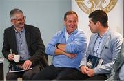 10 October 2024; GAA Football Review Committee members, from left, Patrick Doherty, Colm Collins, and Eamonn Fitzmaurice during a briefing of the GAA Football Review Committee at Croke Park in Dublin. Photo by Seb Daly/Sportsfile