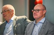 10 October 2024; GAA Football Review Committee members Malachy O'Rourke, right, and Michael Meaney during a briefing of the GAA Football Review Committee at Croke Park in Dublin. Photo by Seb Daly/Sportsfile