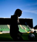 10 October 2024; Shamrock Rovers and Republic of Ireland international Stephanie Zambra poses for a portrait at Tallaght Stadium in Dublin after announcing her decision to retire from football after her final game for Shamrock Rovers this weekend. Photo by David Fitzgerald/Sportsfile