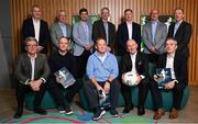 10 October 2024; The GAA Football Review Committee members, back row, from left, James Horan, Michael Meaney, Eamonn Fitzmaurice, Patrick Doherty, Shane Flanagan, Malachy O'Rourke and Alec McQuillan, front row, from left, Colm Nally, Michael Murphy, Colm Collins, chairperson Jim Gavin, and Seamus Kenny after a briefing of the GAA Football Review Committee at Croke Park in Dublin. Photo by Seb Daly/Sportsfile
