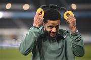 10 October 2024; Andrew Omobamidele of Republic of Ireland before the UEFA Nations League B Group 2 match between Finland and Republic of Ireland at the Helsinki Olympic Stadium in Helsinki, Finland. Photo by Stephen McCarthy/Sportsfile