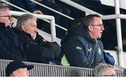 10 October 2024; FAI chief executive David Courell, right, and FAI President Paul Cooke in attendance during the UEFA Nations League B Group 2 match between Finland and Republic of Ireland at the Helsinki Olympic Stadium in Helsinki, Finland. Photo by Stephen McCarthy/Sportsfile