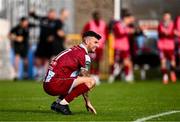 6 October 2024; Adam Foley of Drogheda United celebrates at the final whistle of the Sports Direct Men’s FAI Cup semi-final match between Drogheda United and Wexford at Weavers Park in Drogheda, Louth. Photo by Ben McShane/Sportsfile