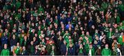 10 October 2024; Republic of Ireland supporters during the UEFA Nations League B Group 2 match between Finland and Republic of Ireland at the Helsinki Olympic Stadium in Helsinki, Finland. Photo by Stephen McCarthy/Sportsfile