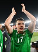 10 October 2024; Jason Knight of Republic of Ireland celebrates after the UEFA Nations League B Group 2 match between Finland and Republic of Ireland at the Helsinki Olympic Stadium in Helsinki, Finland. Photo by Stephen McCarthy/Sportsfile